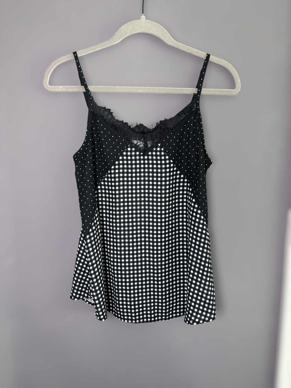 Ten Sixty Sherman Black White Print Lace Camisole Medium